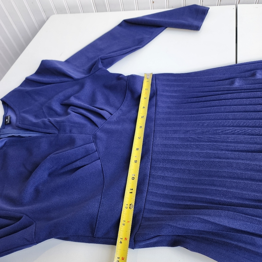 SHEIN Notched Neckline Pleated Hem A-Line Dress  Navy Blue Stretch M - Picture 4 of 16